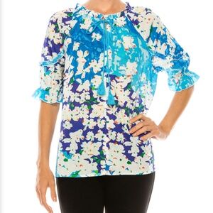 Brand New Grand & Greene Blue Floral Boho Top